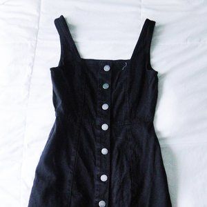 Black denim button up dress